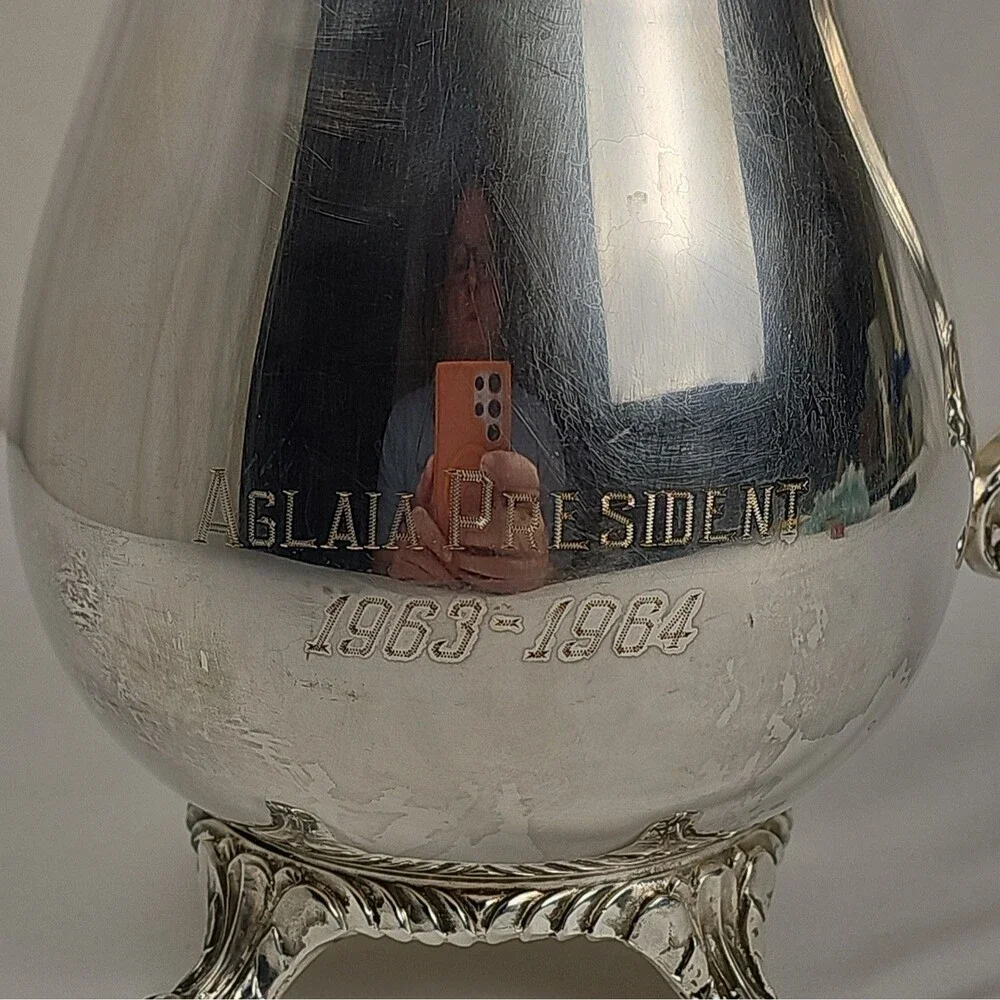 Vintage Wm Rogers 817 Silverplate Pitcher Aglaia President 1963-64 Footed